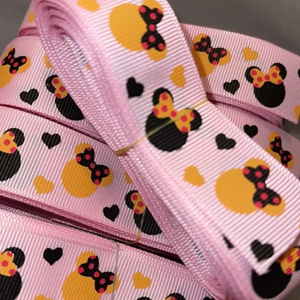 Grosgrain Ribbon 7/8” 5 yards 5/$20 Minnie Mouse bow polka dots pink NEW hearts